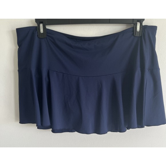 Lands' End Swim Lands End Womens Swim Skirt Skort Size 8 Built In Brief Ruffle Solid Navy